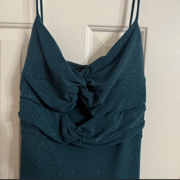 Windsor Strapless Teal Dress with Glitter - Picture 3 of 4